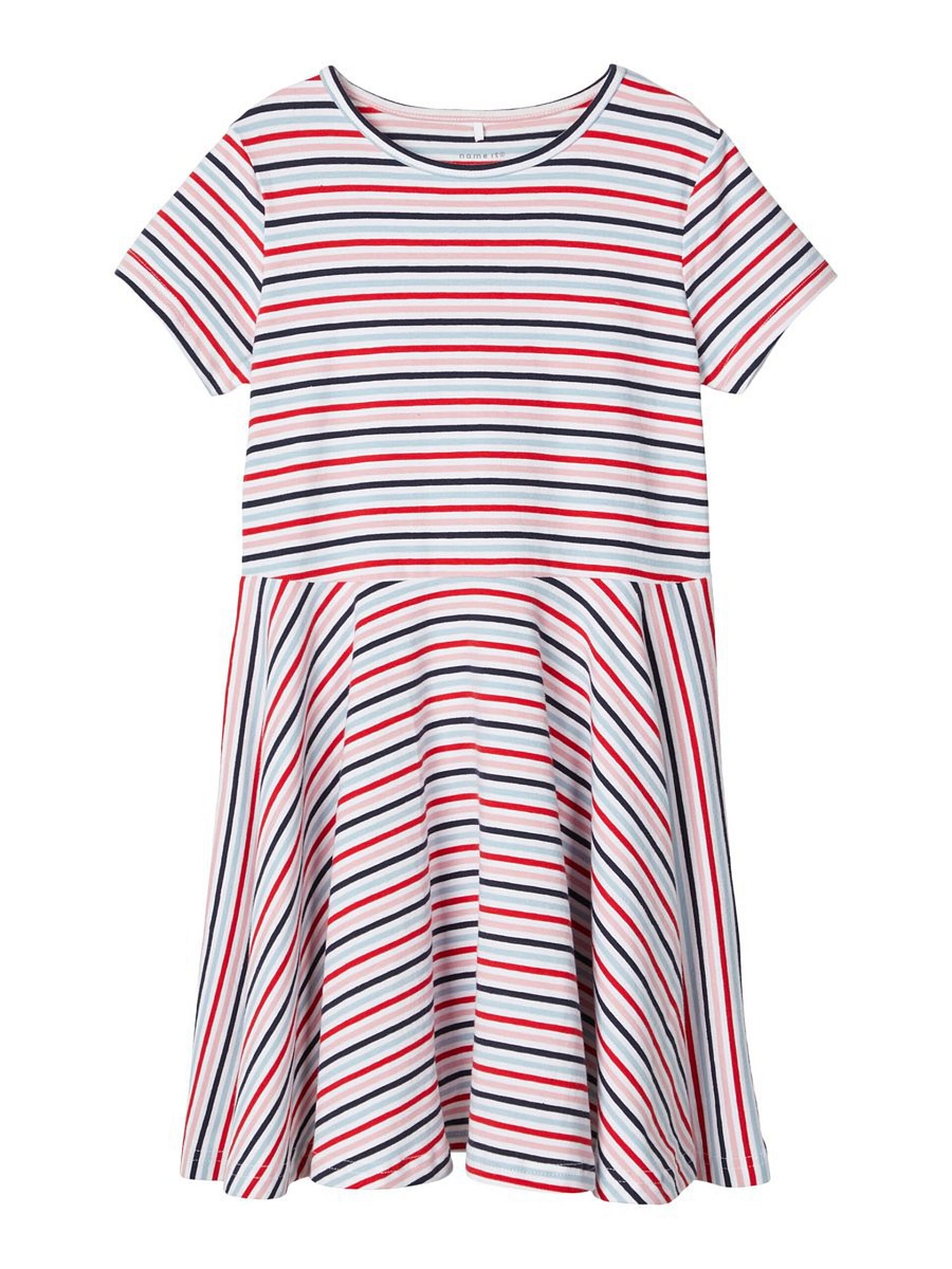 Kleid Blau Rot Gestreift