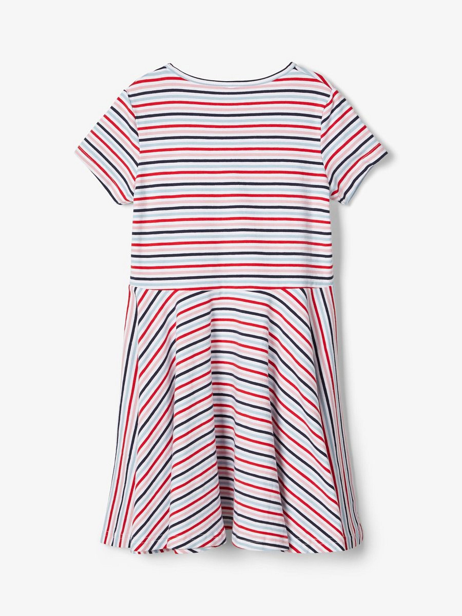Kleid Blau Rot Gestreift